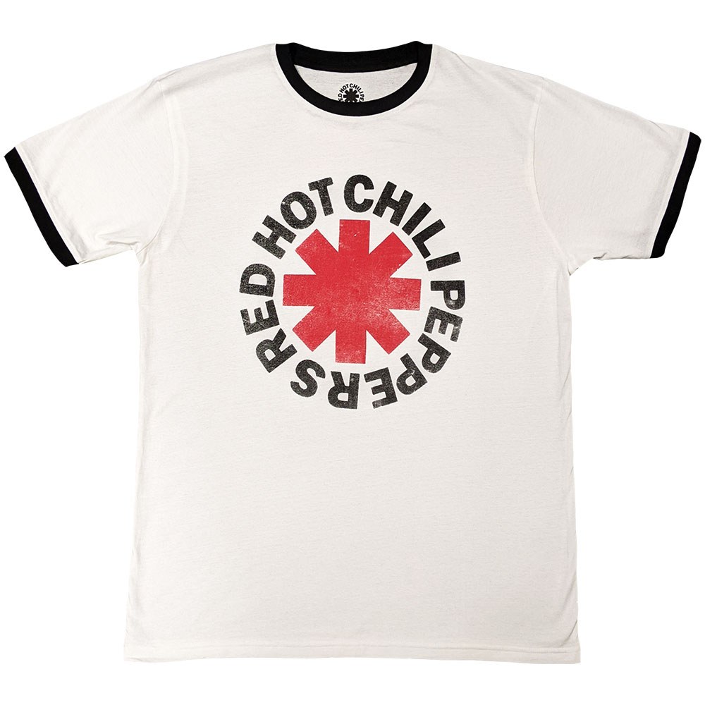 Red Hot Chili Peppers - Logo Ringer Heren T-shirt - Wit